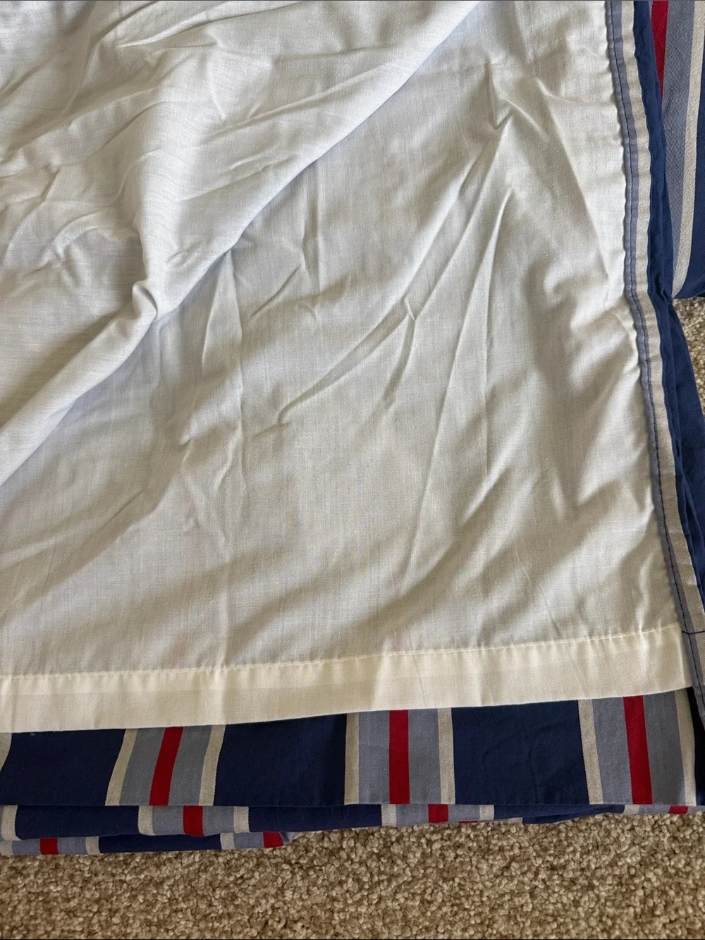 Company Kids Blue/Red/Gray Striped Curtain Panels. Set of 2. 54” x 95”.EUC